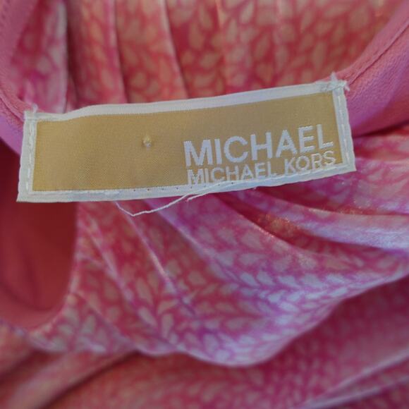 Michael Kors Dress Womens Small Pink Chain Strap Ruffle Hem Boho Fairy Valentine - Picture 6 of 9